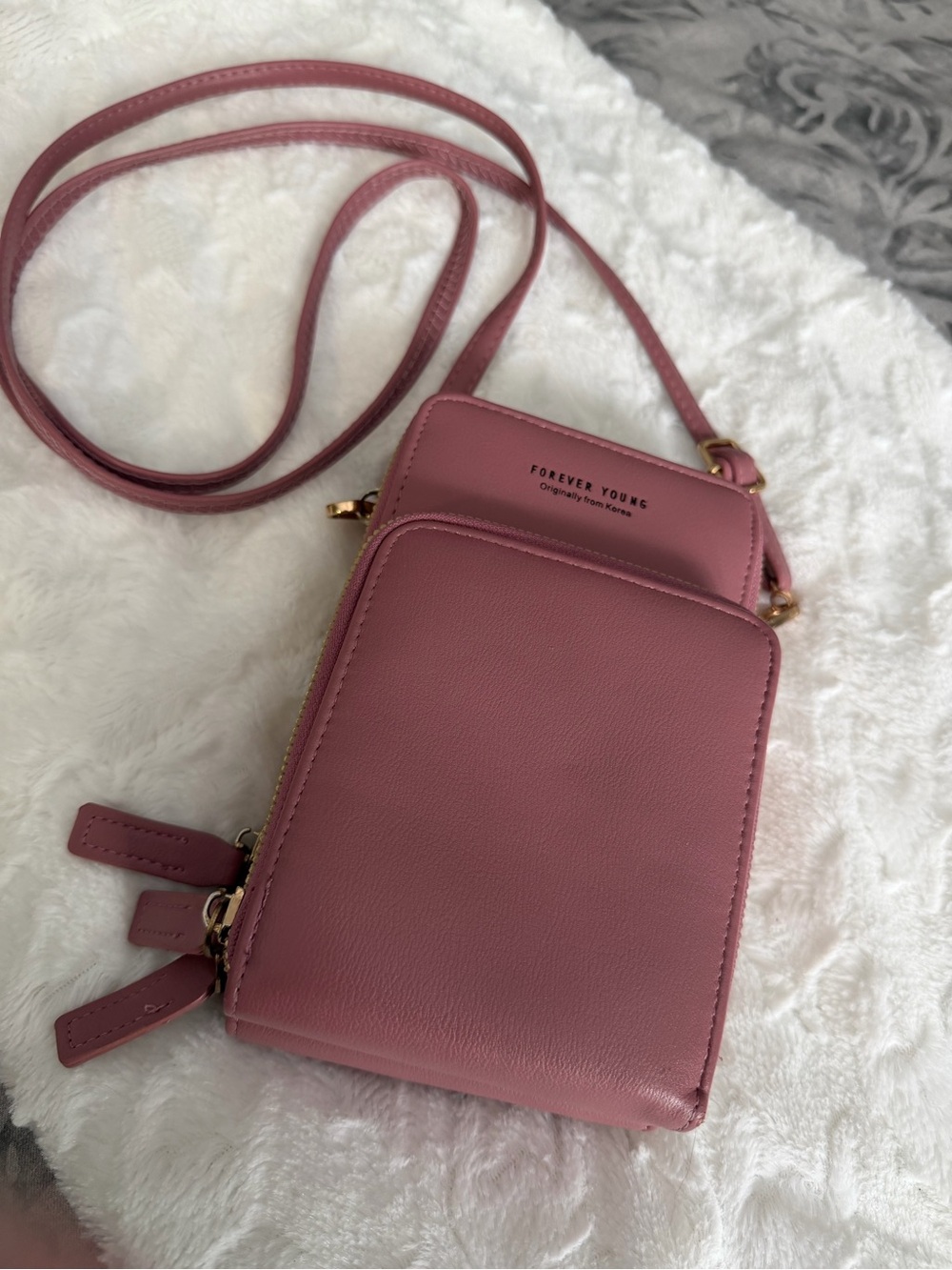 Forever Young Dusty Rose Crossbody Wallet Bag